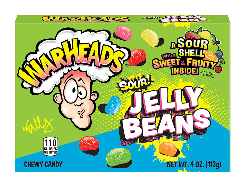 Warheads Sour Jelly Beans Theater Box 4oz X 12 Units