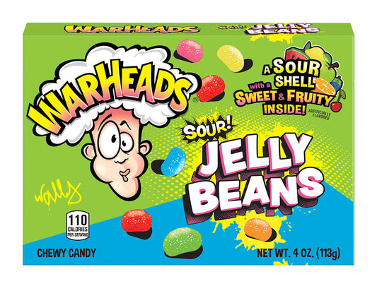 Warheads Sour Jelly Beans Theater Box 4oz X 12 Units
