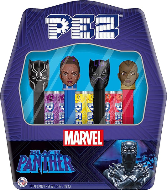 Pez Gift Set Tin Black Panther (4 Dispensers+6 rolls) X 6 Units