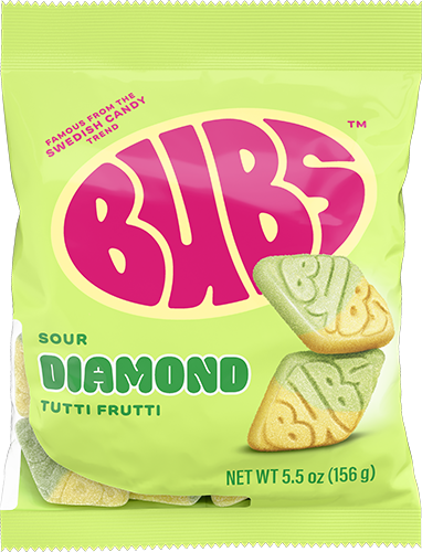 Bubs Sour Diamond Tutti Frutti Vegan Peg Bag 156g X 8 Units