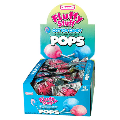Charms Fluffy Stuff Cotton Candy Pops 48 Units