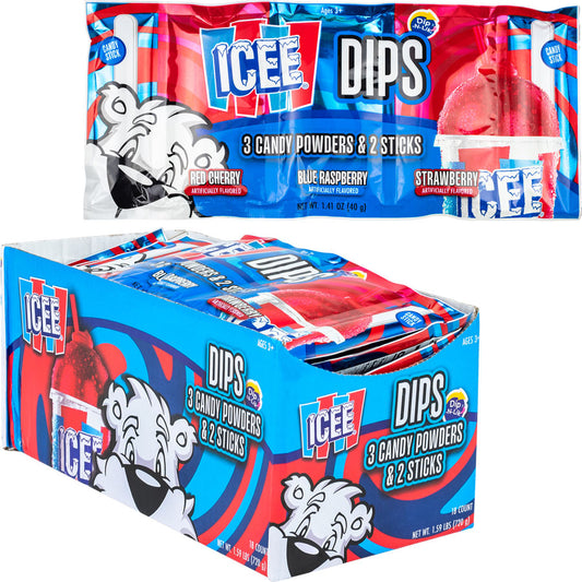 Koko's Icee Dips Candy Powder & Sticks 3pk 1.41oz X 18 Units