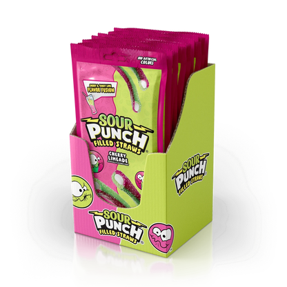 Sour Punch Filled Straws Cherry Limeade Peg Bag 5oz X 12 Units