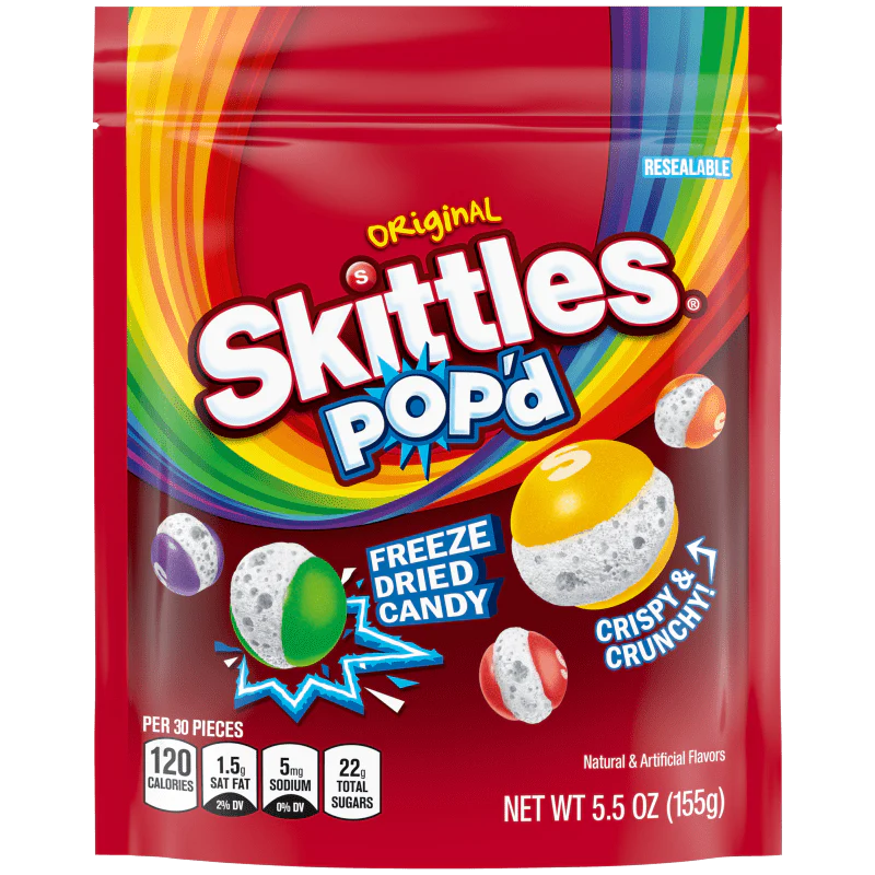 Skittles Pop'd Original Freeze Dried Candy 5.5oz X 8 Units