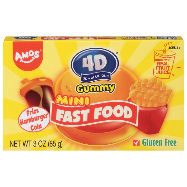 Amos 4D Fruit Gummy Mini Fast Food Theater Box 3.53oz X 12 Units