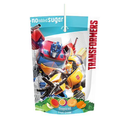 Transformers Tropical Fruit Pouch drink 200ml X 10 Units