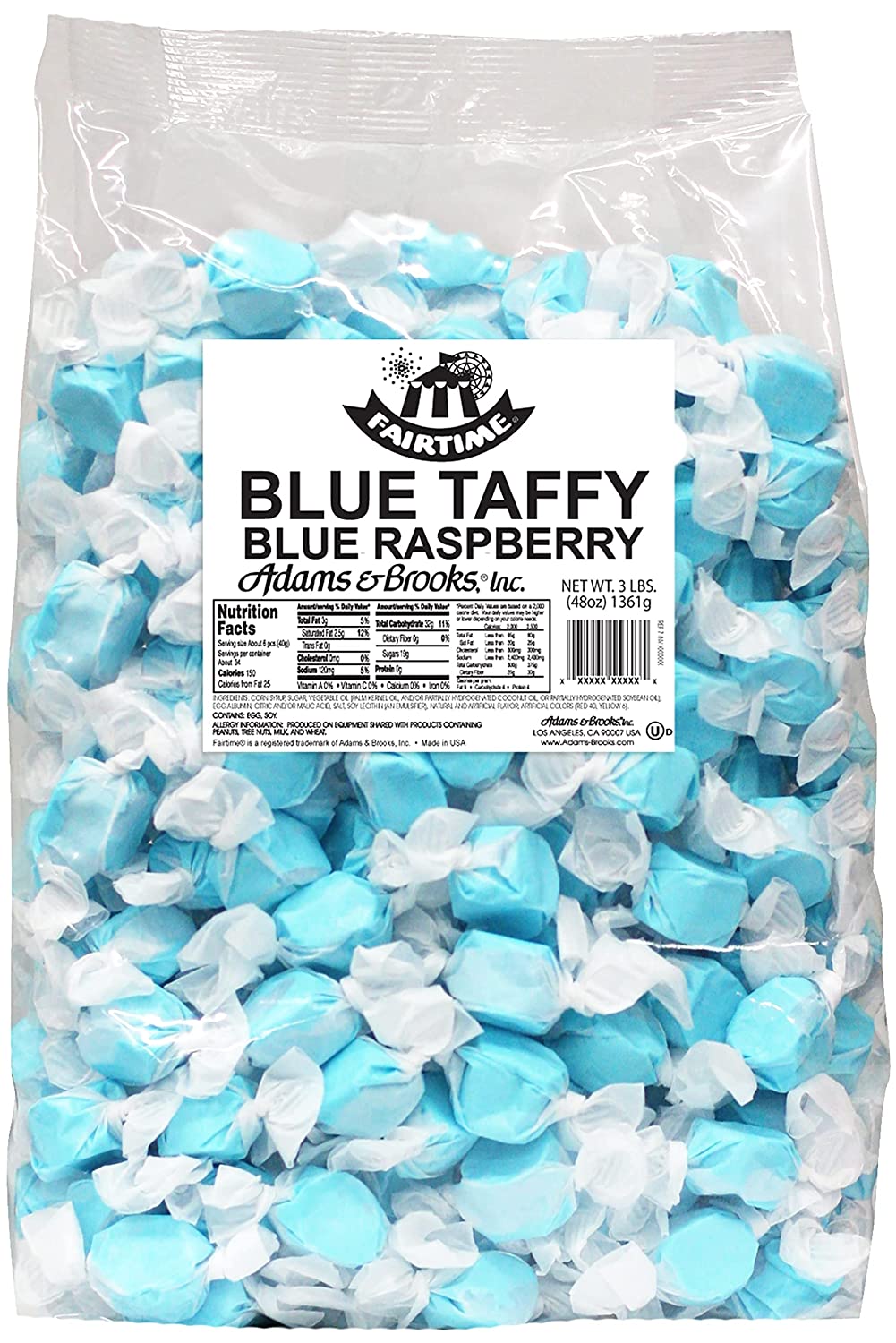 Adams & Brooks Taffy - Blue Raspberry 3lb X 1 Unit